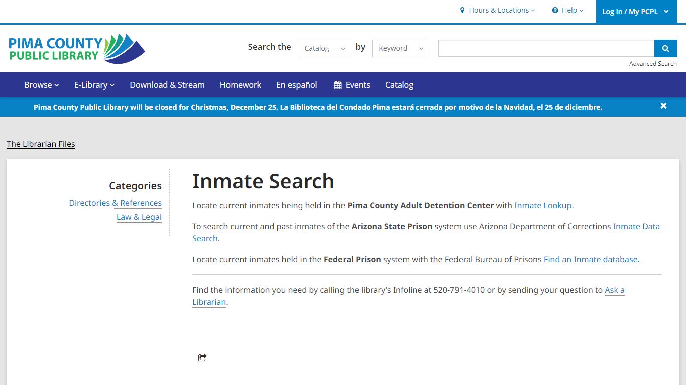 Inmate Search | Pima County Public Library
